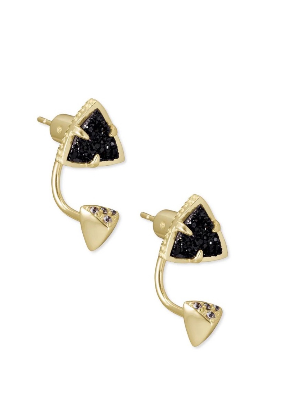 New KENDRA SCOTT Perry Gold Ear Jacket Earrings in Black Drusy